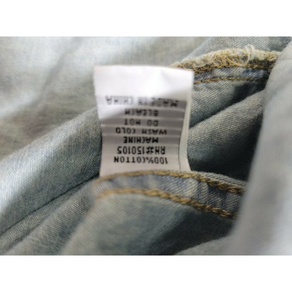 INSO Women's Medium Pearl Snap Western Chambray Denim Shirt Southwestern Back - Picture 5 of 10